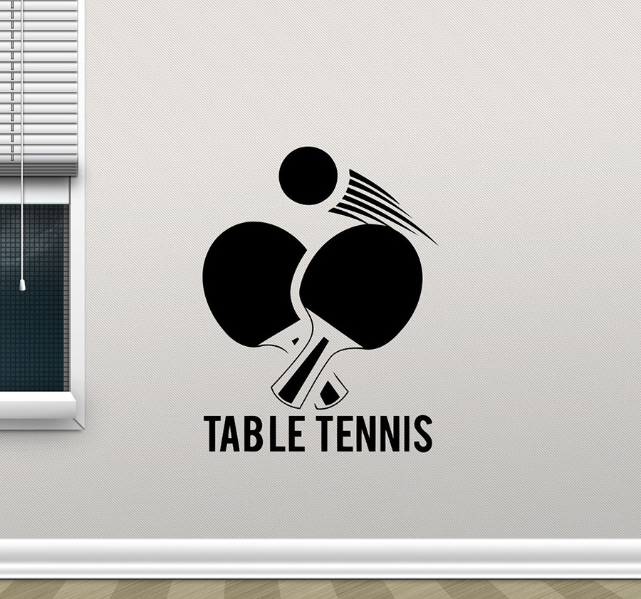 Table Tennis Illustration - Tenis Meja Stiker Dinding Ping Pong