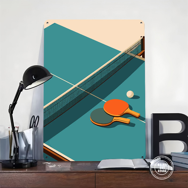 Poster Logam Tekstur 3D Ilustr - Table Tennis Illustration ulasan dan harga