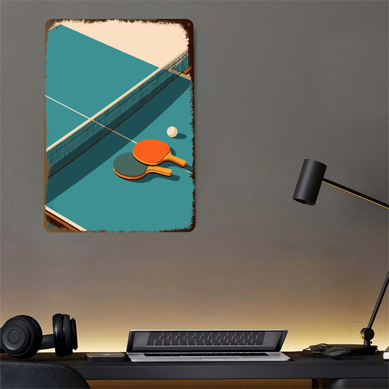 Poster Logam Tekstur 3D Ilustr - Table Tennis Illustration ulasan dan harga